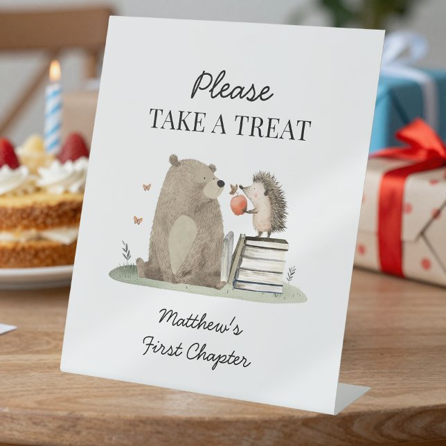 Storybook Woodland Animals Take A Treat  Pedestal Sign (Creator Uploaded)