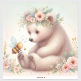 Storybook Woodland Babies Bear And Bee Sticker