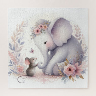 Storybook Woodland Babies Elephant And Mouse Jigsaw Puzzle