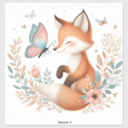 Storybook Woodland Babies Fox And Butterfly Sticker
