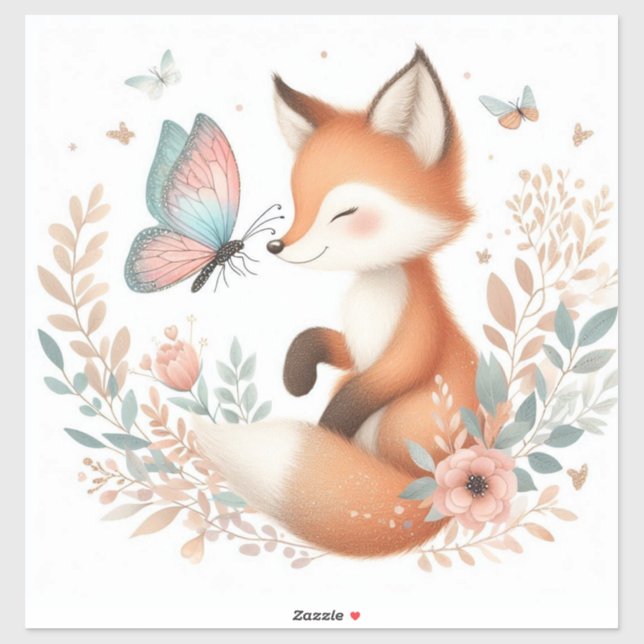 Storybook Woodland Babies Fox And Butterfly Sticker (Sheet)