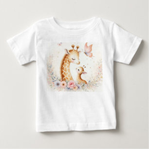 Storybook Woodland Babies Giraffe And Baby Baby T-Shirt