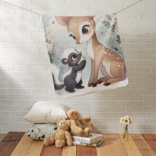 Storybook Woodland Babies Skunk And Deer Baby Blanket