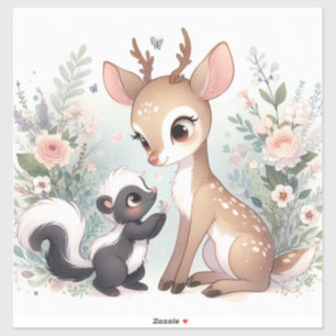 Storybook Woodland Babies Skunk And Deer Sticker