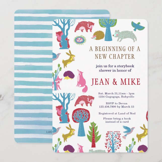 Storybook Woodland Baby Shower Invitation (Front/Back)