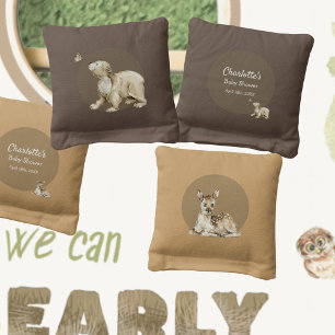 Storybook Woodland Bearly Wait Baby Shower Cornhole Bags