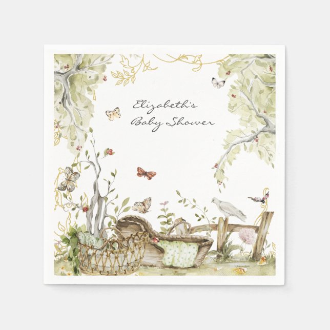 Storybook | Woodland Forest Baby Shower Napkins (Front)