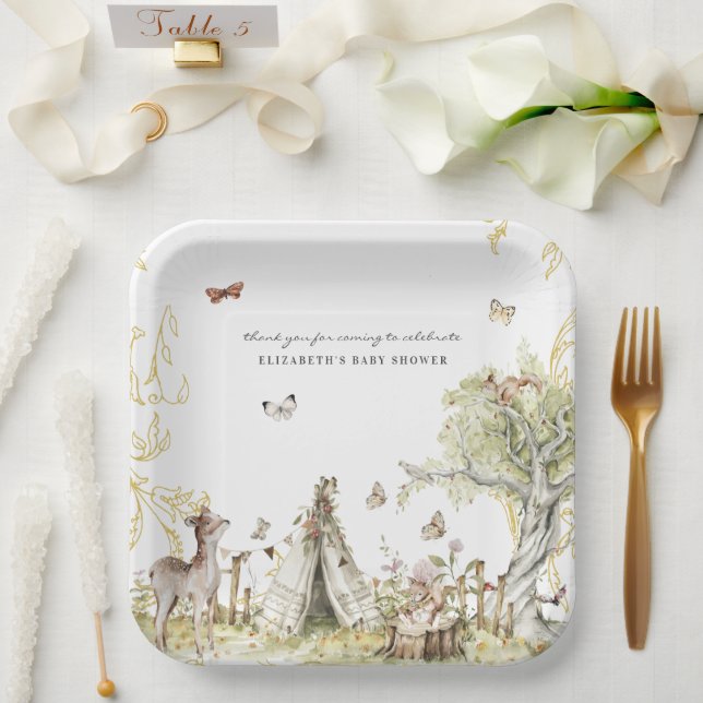 Storybook | Woodland Forest Baby Shower Paper Plates (Wedding)