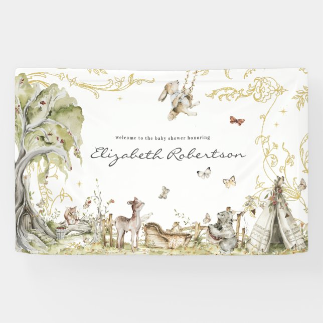 Storybook | Woodland Forest Baby Shower Welcome Banner (Horizontal)