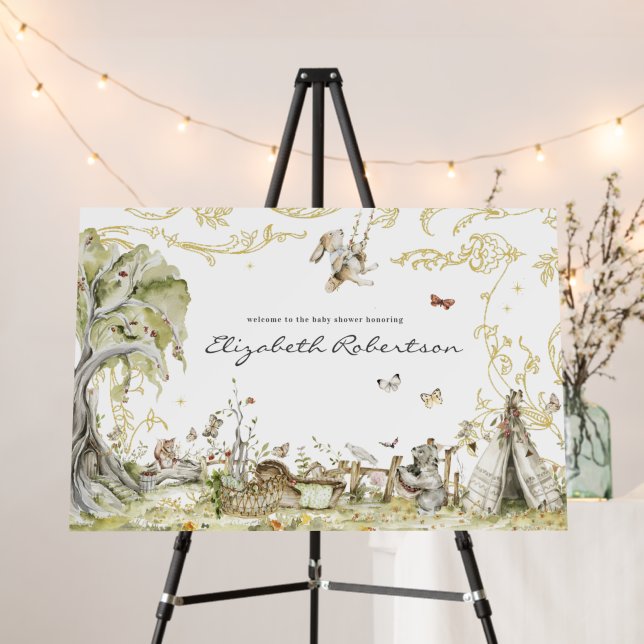 Storybook | Woodland Forest Baby Shower Welcome  Foam Board (In Situ (Stand))