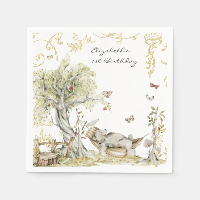 Storybook | Woodland Forest Birthday Party Napkins (Front)