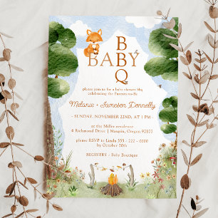 Storybook Woodland Fox Baby BBQ Shower Invitation