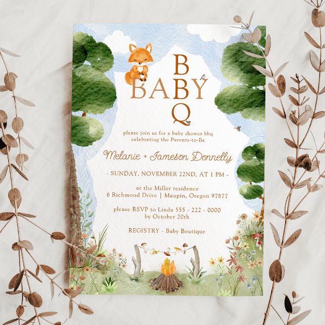 Storybook Woodland Fox Baby BBQ Shower Invitation (Creator Uploaded)