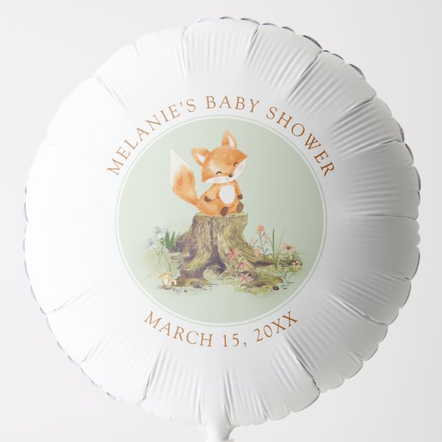 Storybook Woodland Fox Baby Shower Balloon (Front)