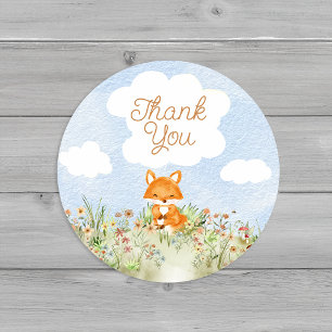 Storybook Woodland Fox Baby Shower Thank You Classic Round Sticker
