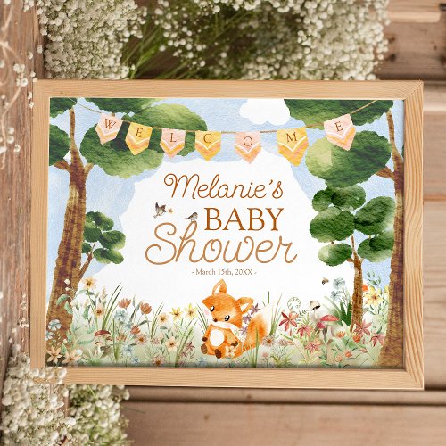 Storybook Woodland Fox Baby Shower Welcome Poster