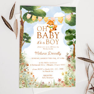 Storybook Woodland Fox Oh Baby Boy Shower Invitation