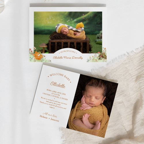 Storybook Woodland Fox Two Photo Birth Announcement
