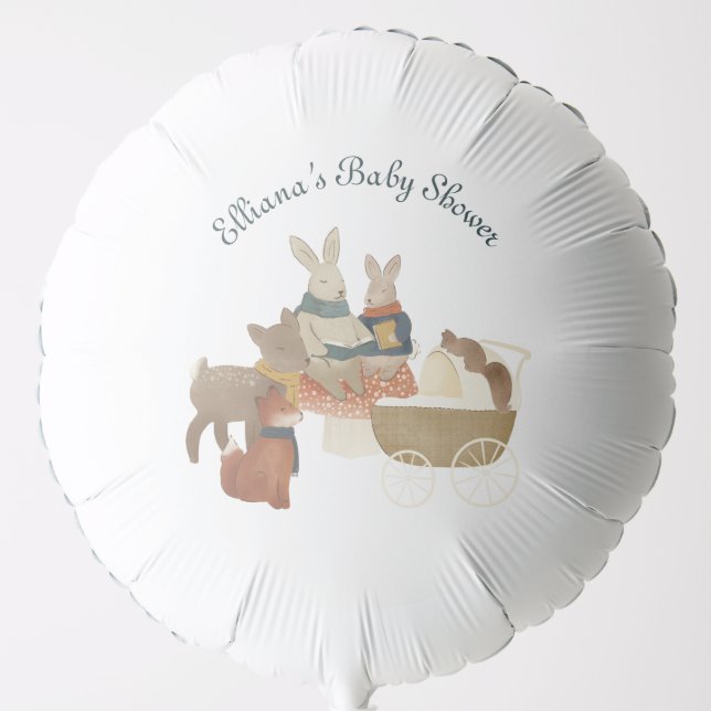 Storybook Woodland Friends Baby Shower Balloon (Front)