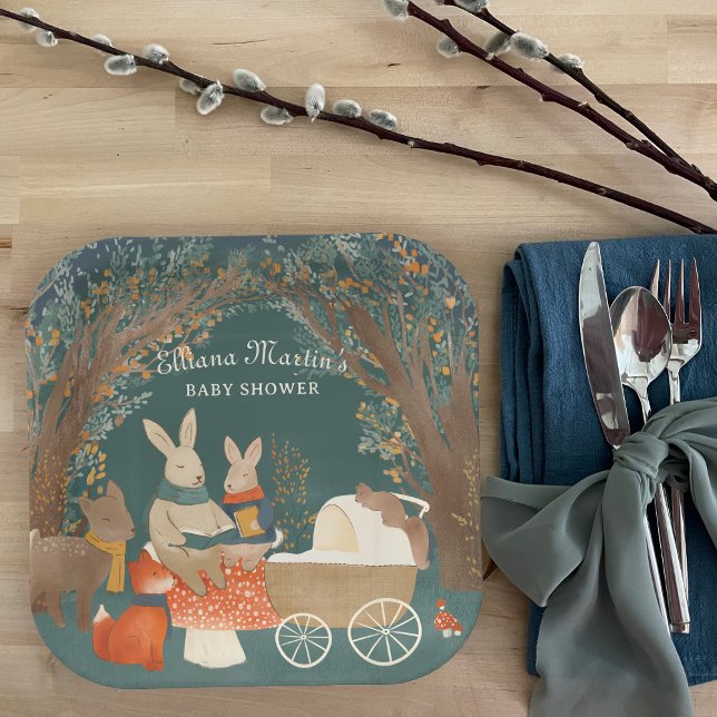 Storybook Woodland Friends Baby Shower Paper Plates (Creator Uploaded)