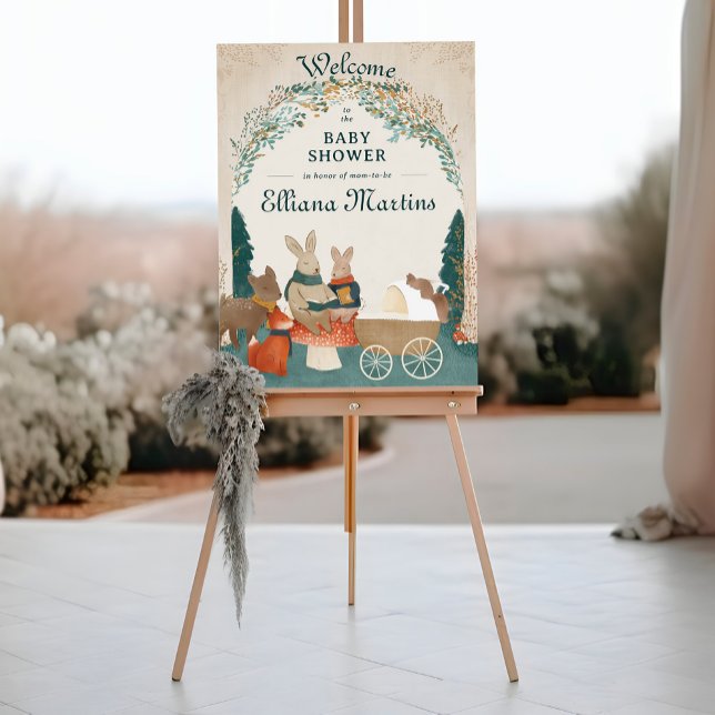 Storybook Woodland Friends Baby Shower Welcome Foam Board (Creator Uploaded)