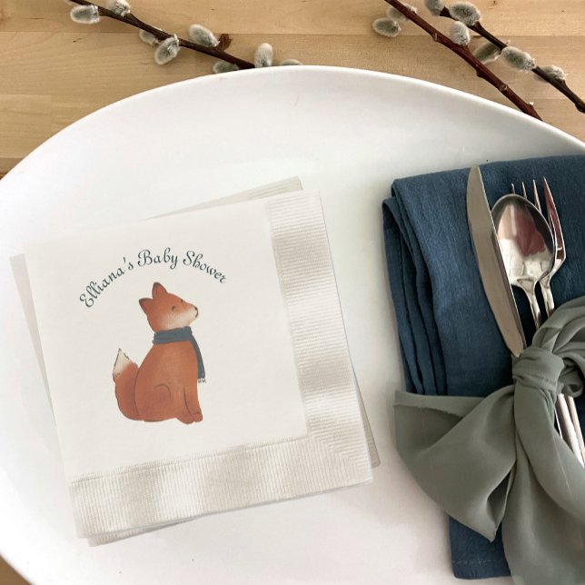 Storybook Woodland Friends Fox Baby Shower Napkins (Creator Uploaded)