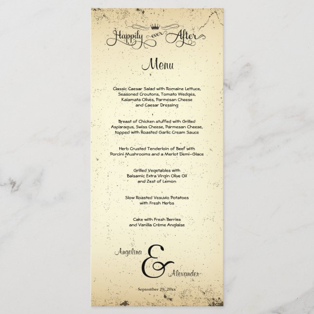 Storyline Customizable Wedding Menu Card (Front)