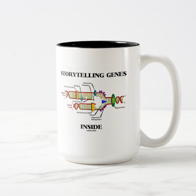 Storytelling Genes Inside (DNA Replication) Two-Tone Coffee Mug (Right)