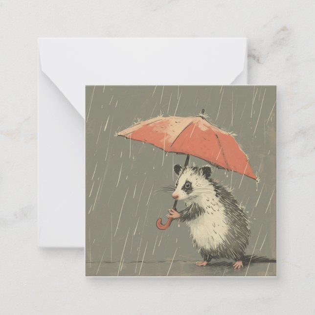 Storytelling Raindrops:Unleash Opossum Imagination Note Card (Front)