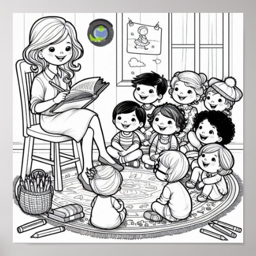 Storytime Circle Coloring Poster