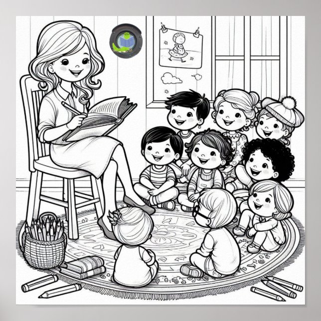 Storytime Circle Coloring Poster (Front)