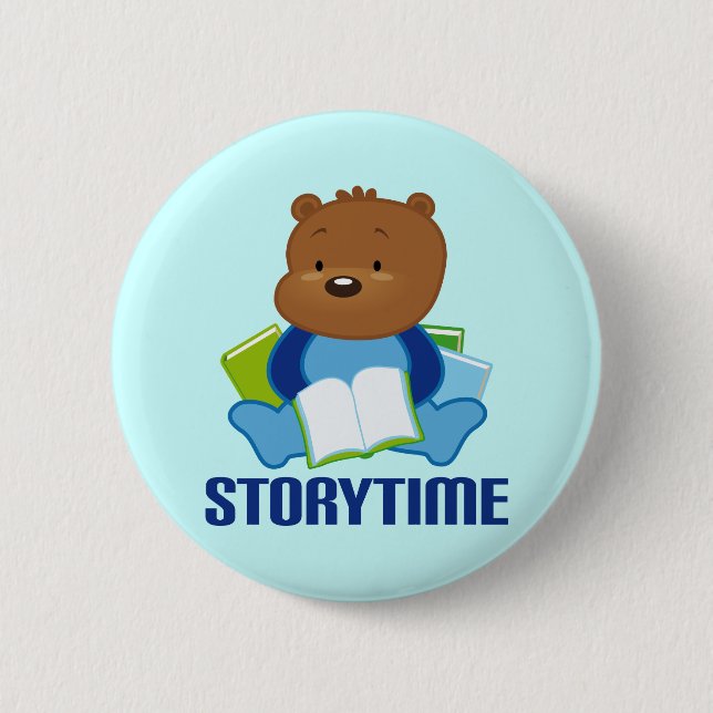STORYTIME TEDDYBEAR PINBACK BUTTON (Front)