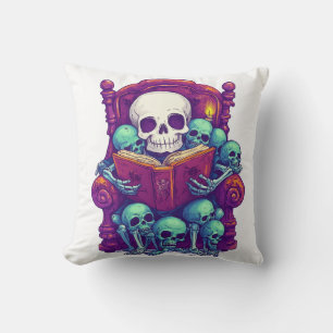 Storytime with Bones � Funny Bedtime Skeleton Throw Pillow