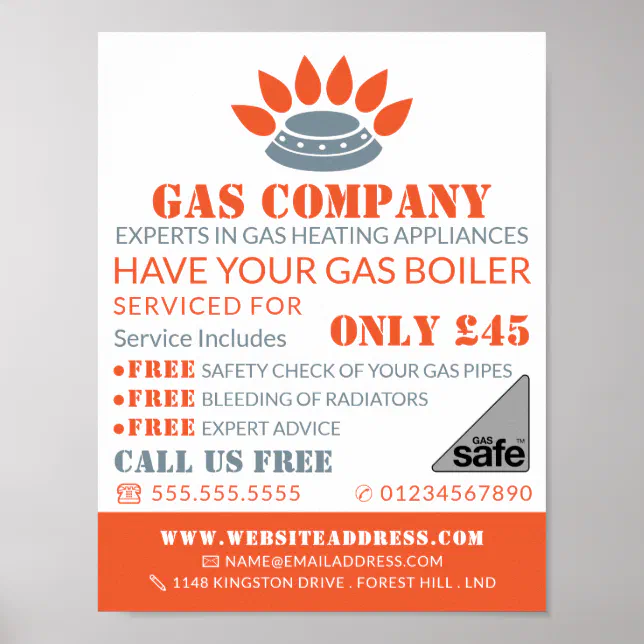Stove Burner, Gas Engineer & Supplier Advertising Poster | Zazzle