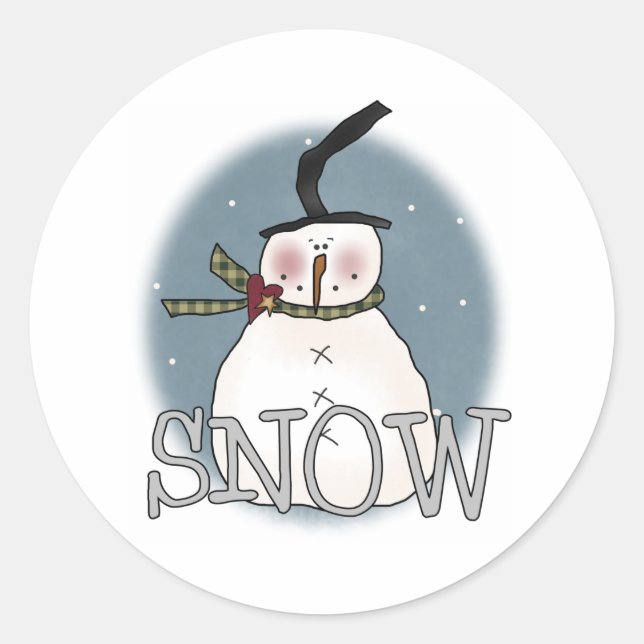 Stovepipe Hat Snowman Holiday Classic Round Sticker (Front)