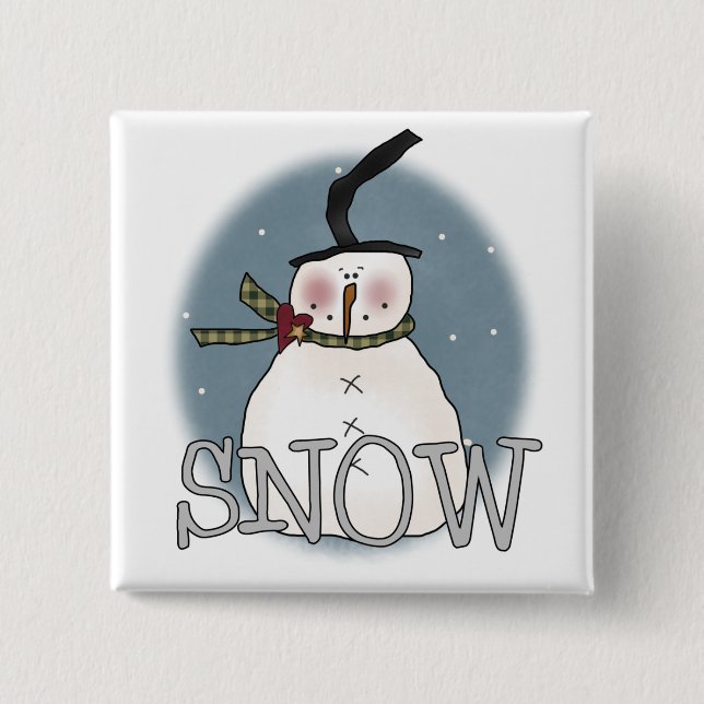 Stovepipe Hat Snowman T-shirts and Gifts Button (Front)
