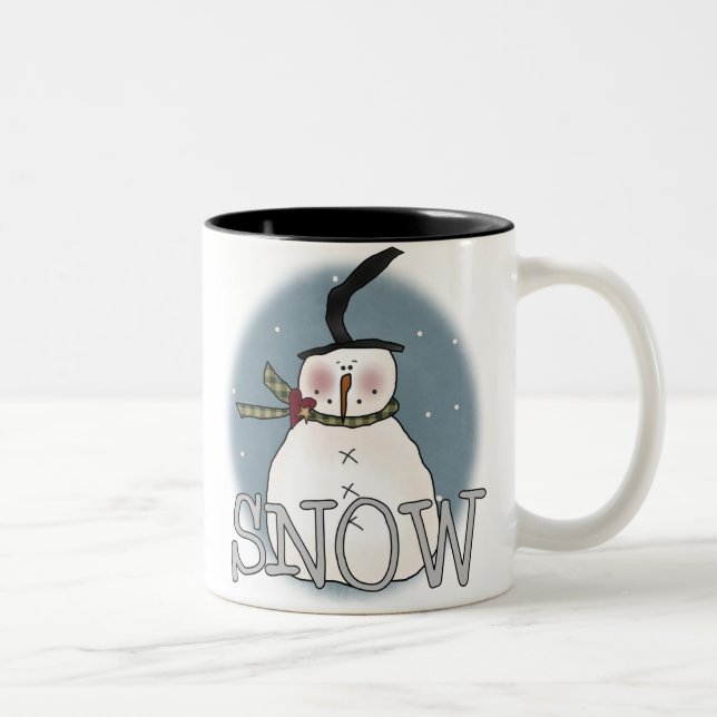 Stovepipe Hat Snowman Two-Tone Coffee Mug (Right)
