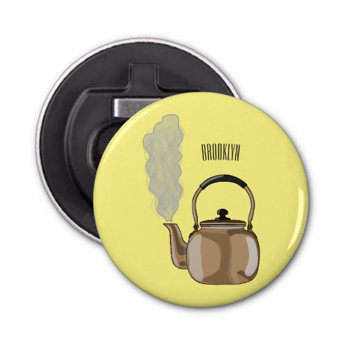 Stovetop or hob kettle cartoon illustration  bottle opener