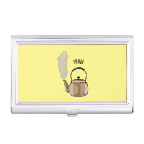 Stovetop or hob kettle cartoon illustration  business card case