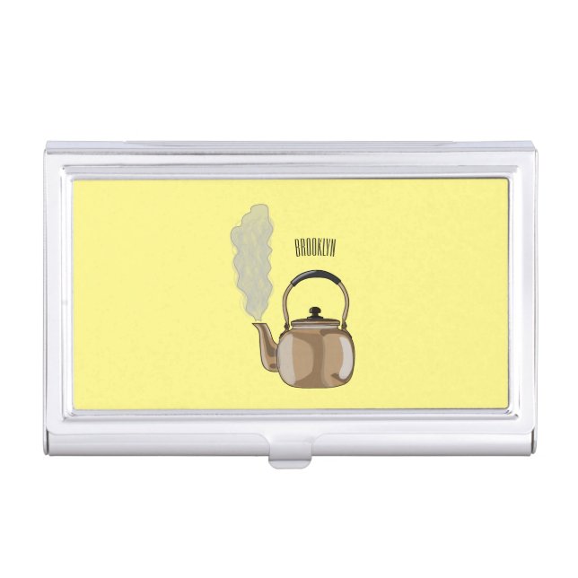 Stovetop or hob kettle cartoon illustration  business card case (Front)