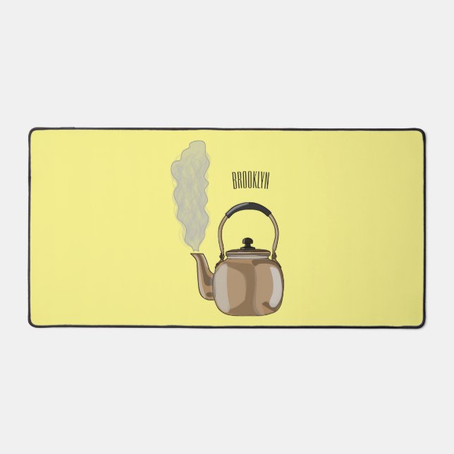 Stovetop or hob kettle cartoon illustration  desk mat (Front)