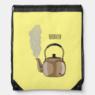 Stovetop or hob kettle cartoon illustration  drawstring bag