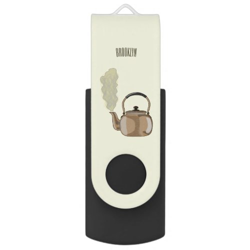 Stovetop or hob kettle cartoon illustration  flash drive