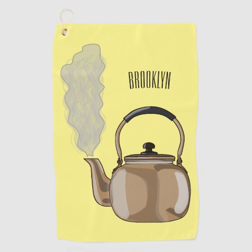 Stovetop or hob kettle cartoon illustration  golf towel