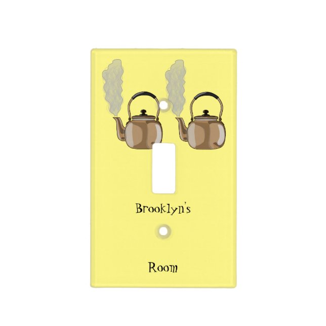 Stovetop or hob kettle cartoon illustration light switch cover (Front)