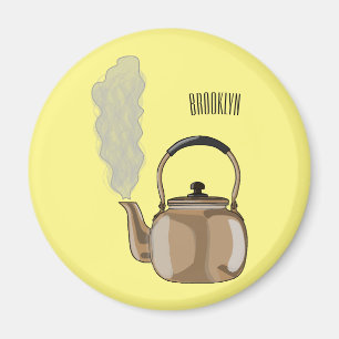 Stovetop or hob kettle cartoon illustration  magnet