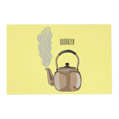 Stovetop or hob kettle cartoon illustration  placemat