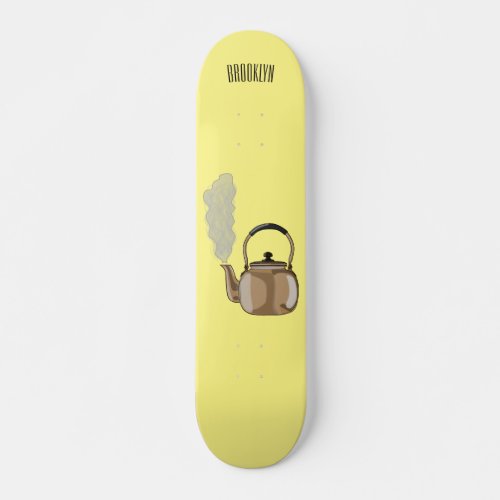 Stovetop or hob kettle cartoon illustration  skateboard