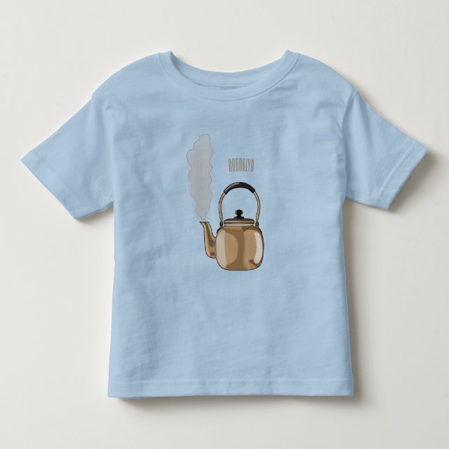 Stovetop or hob kettle cartoon illustration  toddler t-shirt (Front)