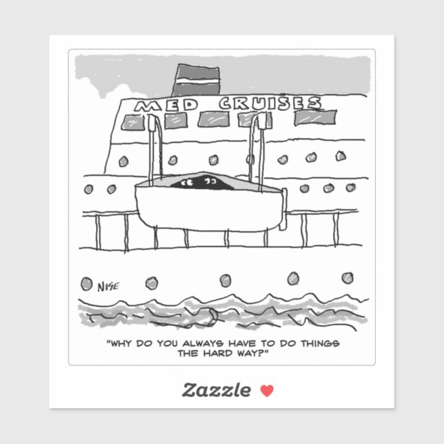 Stowaways on a Cruise Cartoon. Sticker (Sheet)